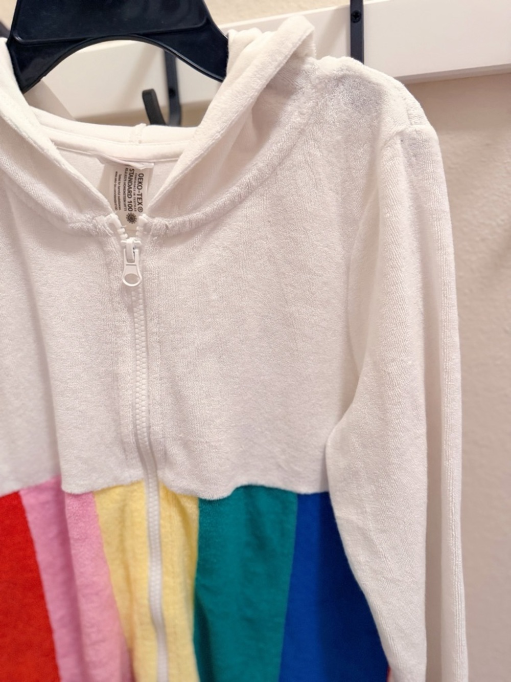 Hanna Andersson Cream Hooded Zip Robe with Rainbow Stripe Skirt - Picture 6 of 12